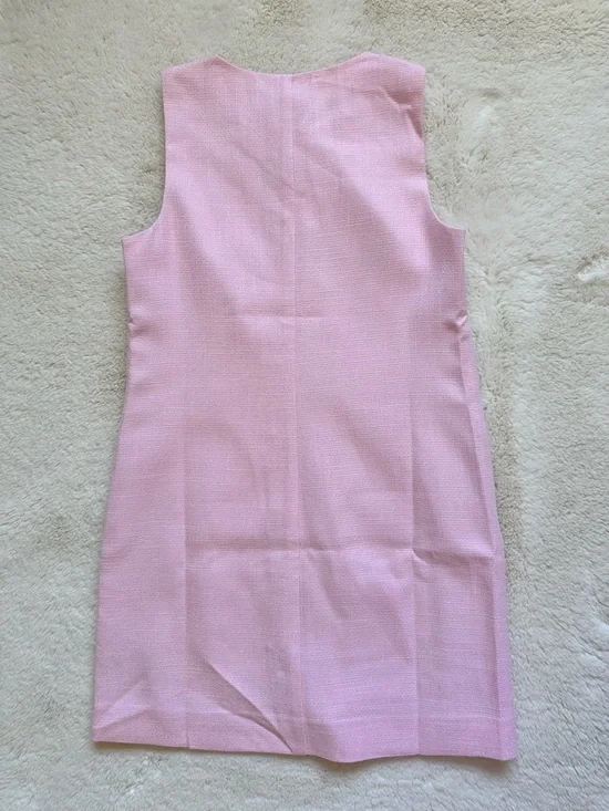 J. Crew Light Pink Sleeveless Shift Dress with Gold Button Size 6 - Picture 8 of 11